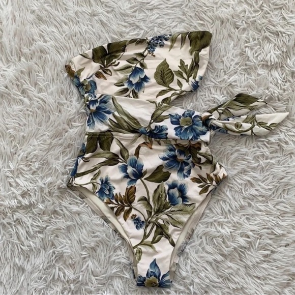 Zimmermann Aliane Scarf Tie Floral Bandeau One-Piece Swimsuit - Picture 4 of 6